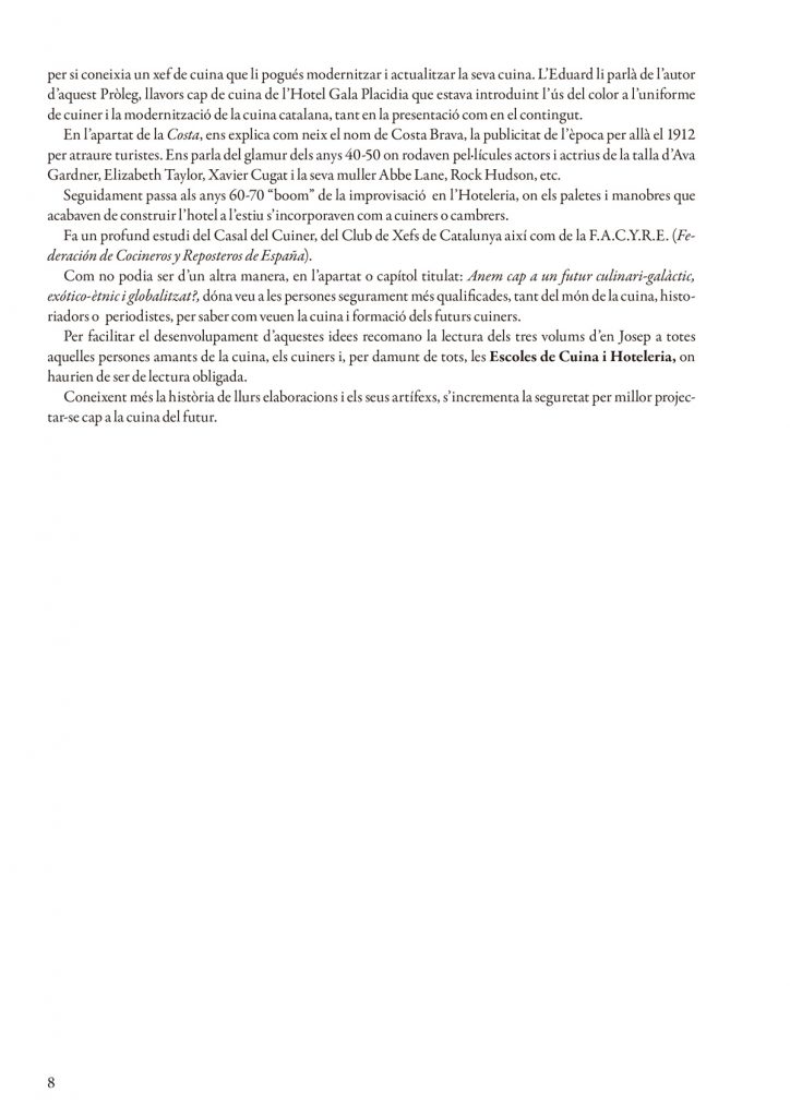Pròleg volum III Josep Bullich i Gaspar - Cuina i Cuiners a Catalunya