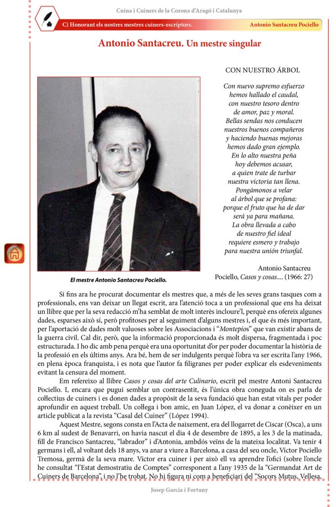 Cuina i Cuiners a la Corona d’Aragó i Catalunya - Volum II - “Honorant els Mestres cuiners-escriptors”: Antonio Santacreu Pociello