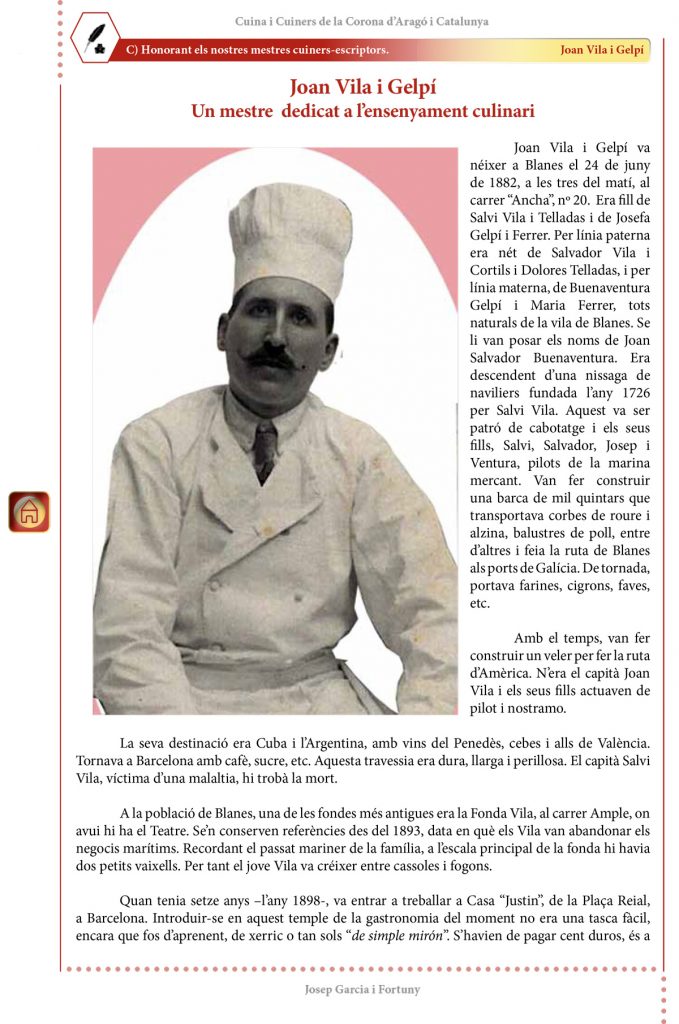 Cuina i Cuiners a la Corona d’Aragó i Catalunya - Volum II - “Honorant els Mestres cuiners-escriptors”: Joan Vila i Gelpí